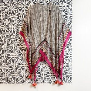Rock Flower Paper Ios Grey Versatile Kimono Cover Up Shawl